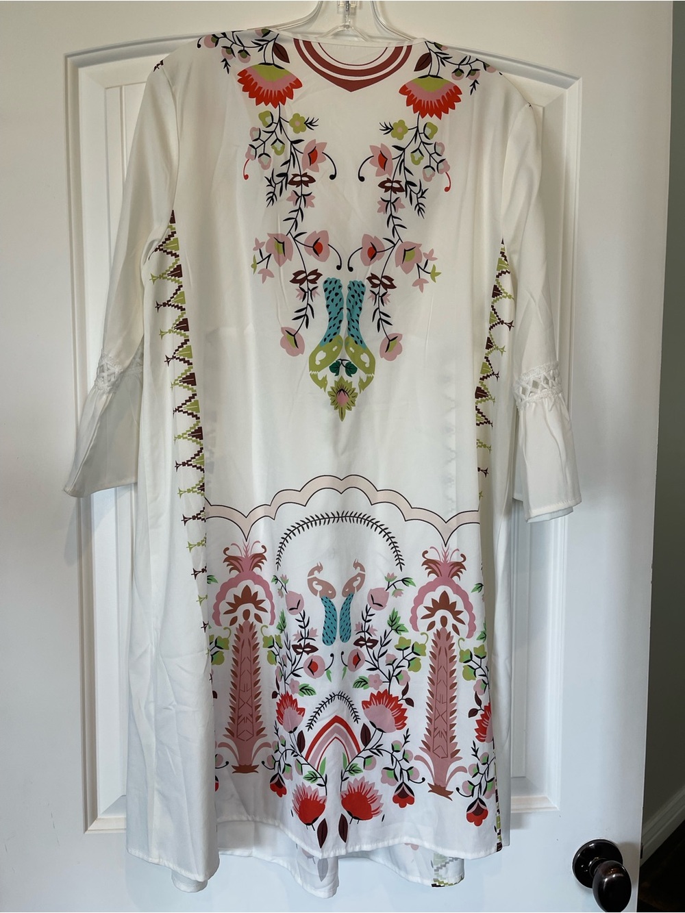 SHEIN White Midi Dress with Multicolor Floral Print